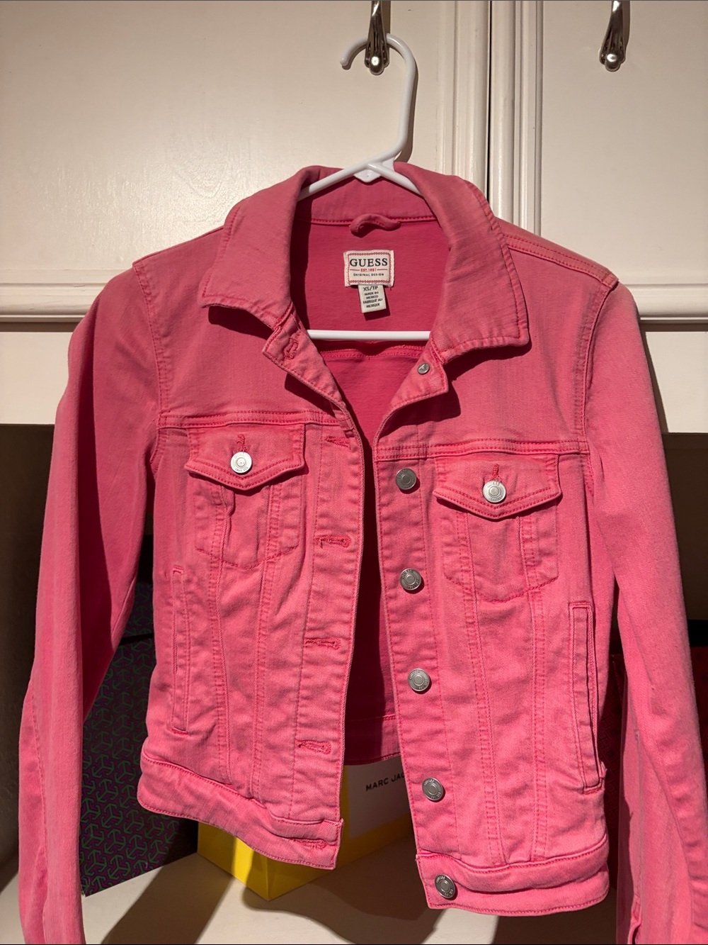 GUESS Vibrant Pink Denim Jacket - Women's Trucker Style